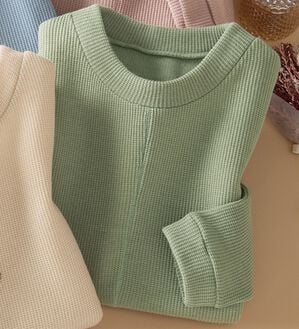 LAVIENNE（ラヴィエンヌ）の「チクチクしにくいニット見えプルオーバー（ニット・セーター）」｜抹茶