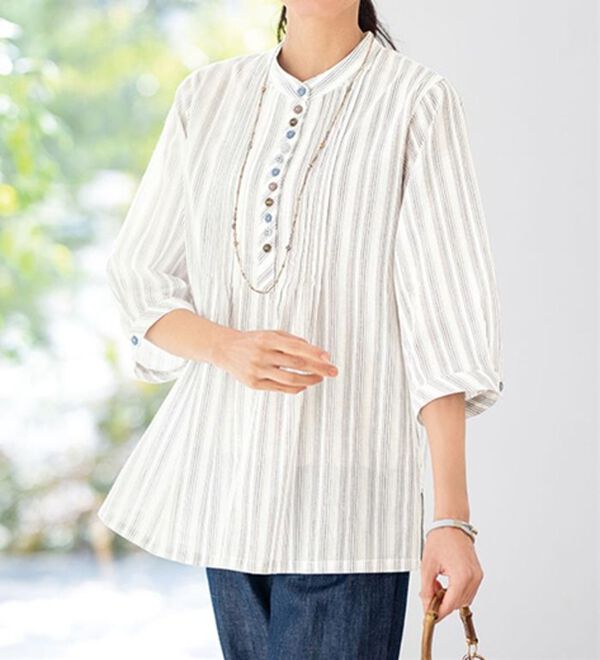 ルフラン（ルフラン）の「【３色組】ドビーストライプブラウス＜ルオナル＞（ブラウス）」｜詳細画像