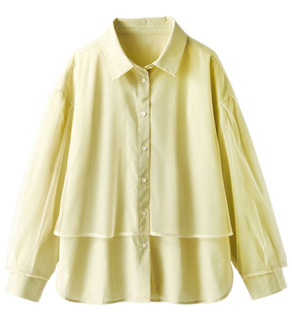 BELLUNA（ベルーナ）の「華やぎチュール重ねシャツブラウス（ブラウス）」｜詳細画像