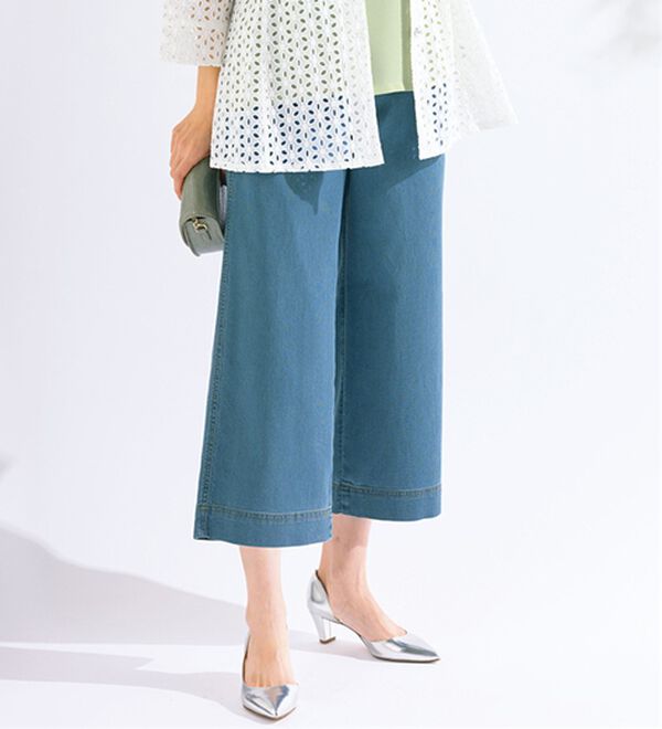 ルフラン（ルフラン）の「通気性抜群！サラサラ軽いデニムパンツ（クロップドパンツ）」｜ブルー