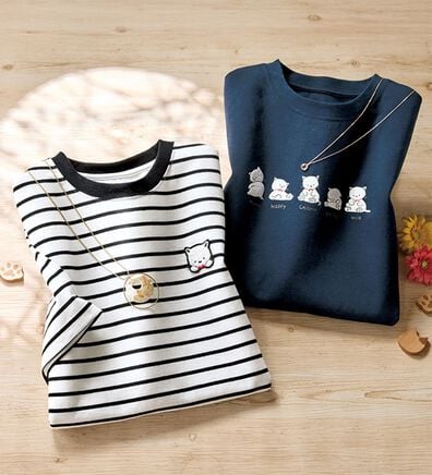 ルフラン（ルフラン）の「【２色組】まんまるねこのＴシャツセット（Tシャツ）」