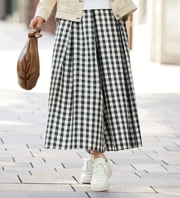 BELLUNA（ベルーナ）の「チェック柄スカーチョ（ワイドパンツ・ガウチョ）」｜詳細画像