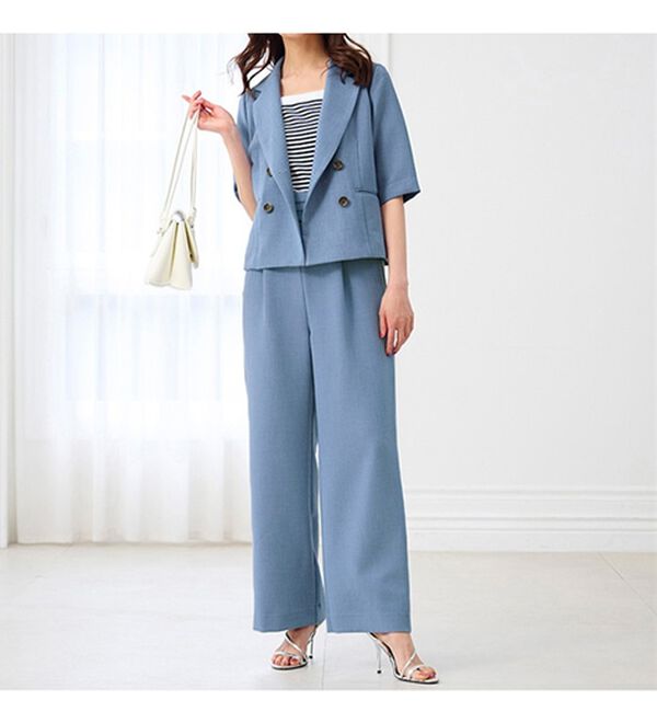 リネンライクウエストタックワイドパンツ - ベルーナ【公式】