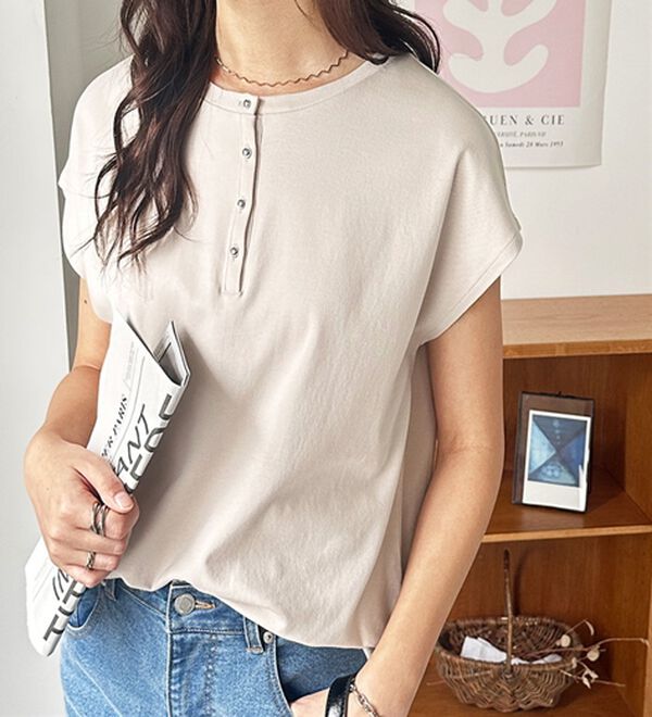 GeeRA（ジーラ）の「綿１００％前後２ＷＡＹシルケットフレンチスリーブカットソー（Tシャツ）」｜詳細画像