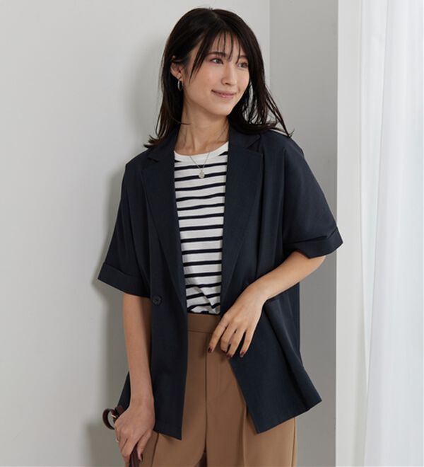 BELLUNA（ベルーナ）の「麻調素材ダブルテーラードジャケット（テーラードジャケット）」｜詳細画像