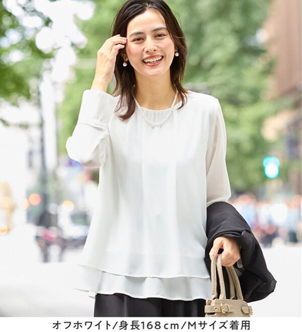 Viola e Viola（ヴィオラ エ ヴィオラ）の「裾フレア裏地付きシフォンブラウス（ブラウス）」｜詳細画像