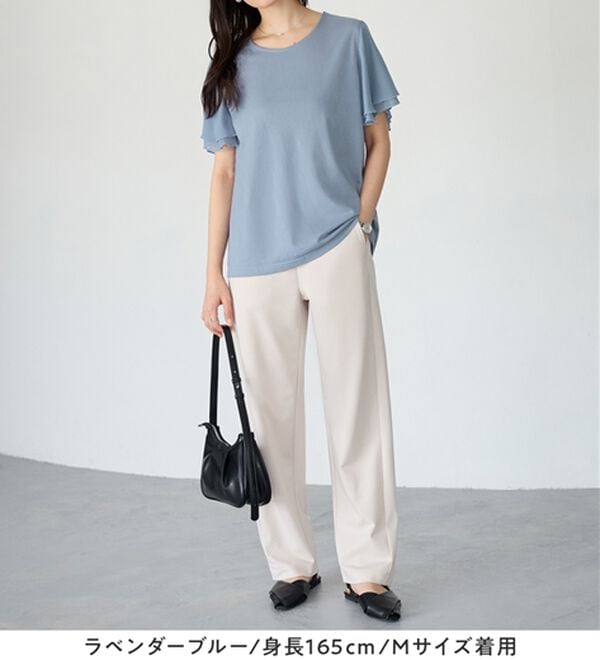 Viola e Viola（ヴィオラ エ ヴィオラ）の「【５つの機能付】袖シフォンゆるＴシャツ（Tシャツ）」｜詳細画像