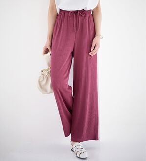 alotta（アロッタ）の「【選べる丈】のびのびストレッチリブワイドパンツ（クロップドパンツ）」｜ラズベリー フルレングス丈