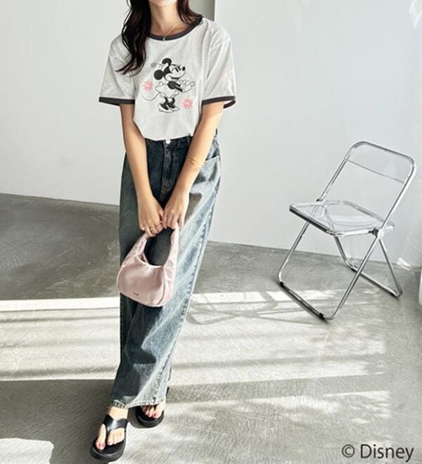 GeeRA（ジーラ）の「【Disney/ディズニー】別注/Mickey Mouse＆Minnie Mouse/リンガープリントTシャツ（カットソー）」｜詳細画像