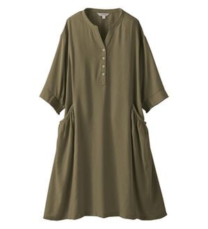 BELLUNA（ベルーナ）の「スラブ素材ポケット付シャツワンピース（その他ワンピース）」｜カーキ