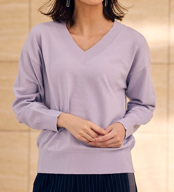 RANAN（ラナン）の「もちもちベーシックニット（Vネック・ハイネック）（ニット・セーター）」｜詳細画像
