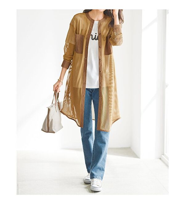 BELLUNA（ベルーナ）の「さっと羽織るだけ！メッシュ素材ロングジャケット（その他ジャケット）」｜詳細画像