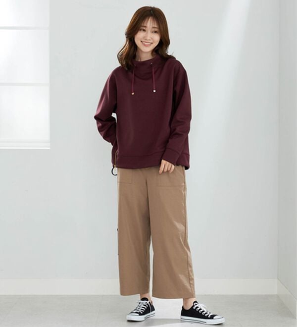 BELLUNA（ベルーナ）の「なめらかタッチ！もっちりん裾ジッププルオーバー（カットソー）」｜詳細画像