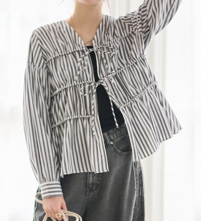 RANAN（ラナン）の「フロントリボンギャザーシャツ（シャツ）」