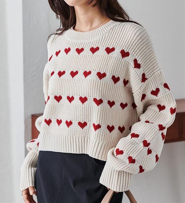 RANAN（ラナン）の「ハートライン柄ニットプルオーバー（ニット・セーター）」｜詳細画像