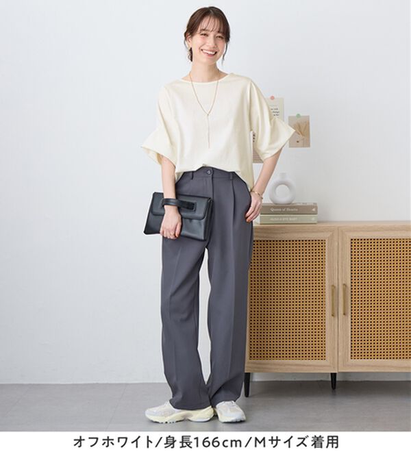 Viola e Viola（ヴィオラ エ ヴィオラ）の「ひんやり細見え！デザイン袖トップス（カットソー）」｜詳細画像