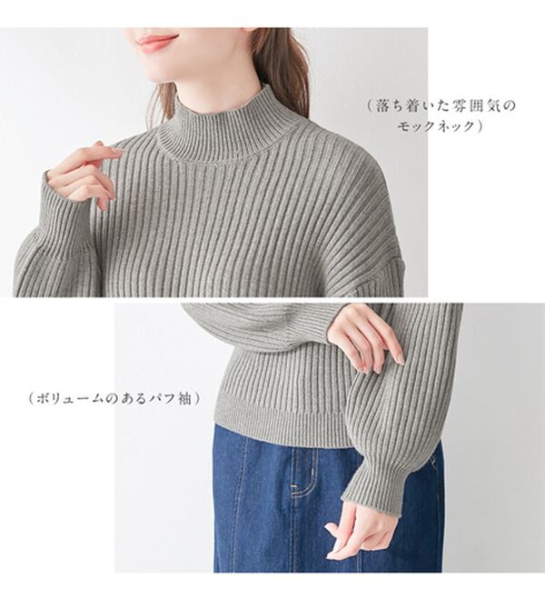 alotta（アロッタ）の「モックネックボリューム袖リブニット（ニット・セーター）」｜詳細画像