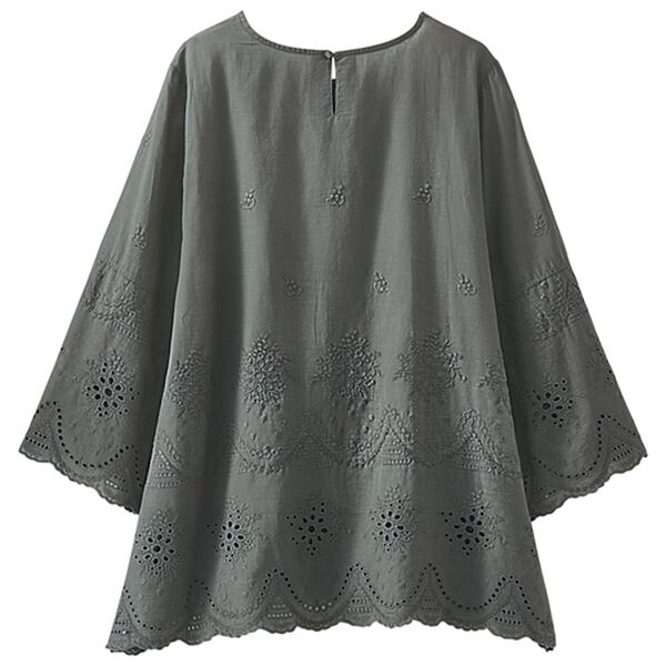 BELLUNA（ベルーナ）の「気になる夏の二の腕隠し！綿１００％刺しゅうブラウス（ブラウス）」｜詳細画像