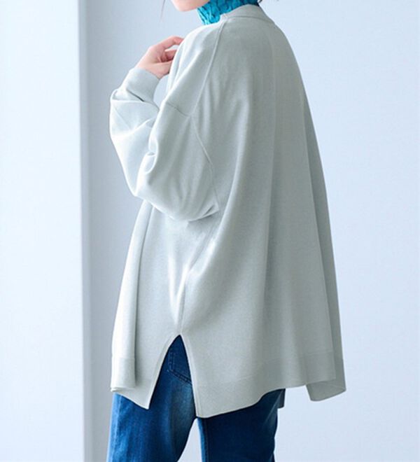 RANAN（ラナン）の「洗える！キレイ見え！ワイドシルエットＶネックカーディガン（ニットカーディガン）」｜ライトグレー