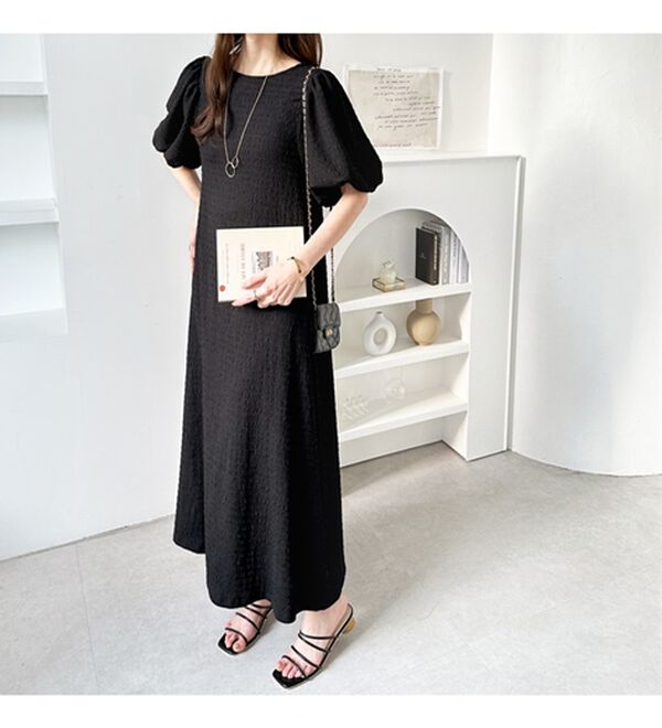 GeeRA（ジーラ）の「ボリューム袖楽ちん表面感ワンピース（カットソーワンピース）」｜詳細画像