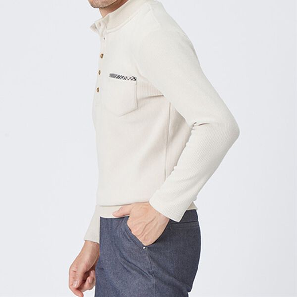 「裏ベロアのお洒落なダブル衿トレーナー（メンズトレーナー）」｜詳細画像