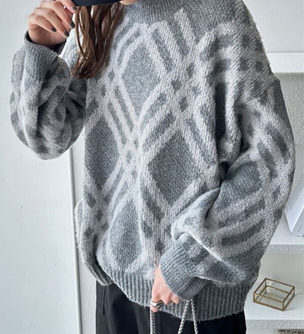 GeeRA（ジーラ）の「モヘアライクチェック柄ニットプルオーバー（ニット・セーター）」｜詳細画像