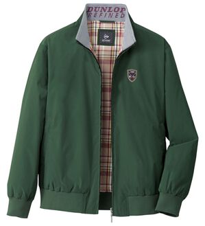 「＜ダンロップ・リファインド＞裏チェックデザインブルゾン（メンズブルゾン）」｜カーキ
