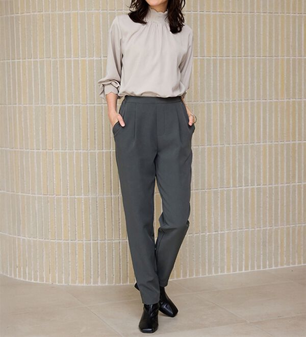 RANAN（ラナン）の「あったか！裏起毛美脚シルエットタックパンツ（フルレングスパンツ）」｜詳細画像