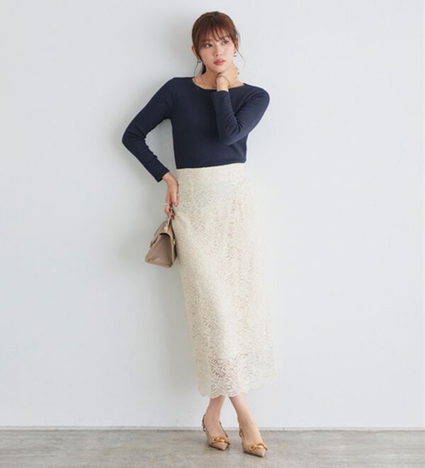 Pierrot（ピエロ）の「【ネックが選べる】テレコリブカットソー（カットソー）」｜詳細画像