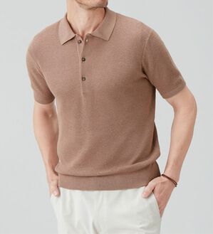 「＜コムルヴァン・オム＞大人の逸品！ざっくり編みのニットポロシャツ（メンズシャツ）」｜詳細画像