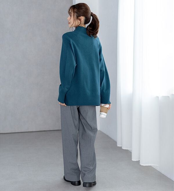 BELLUNA（ベルーナ）の「トレーナーがカジュアルすぎる方に！洗えるリブハイネックニット（ニット・セーター）」｜詳細画像