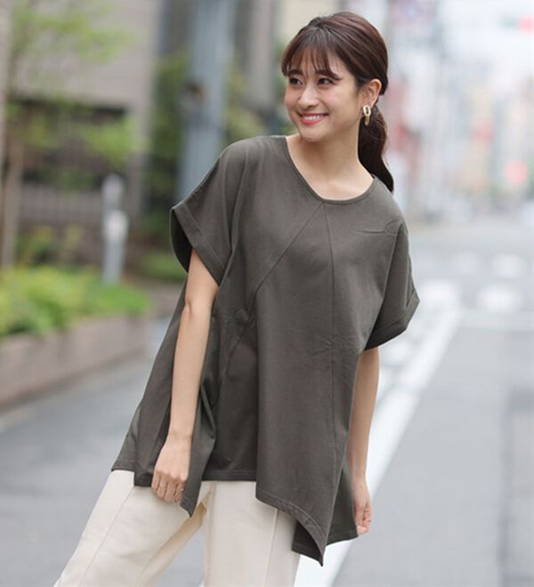 A HAPPY MARILYN（アハッピーマリリン）の「【麗シルエット】綿１００％ 変形パターンで目を惹くＡライン イレヘム チュニック（チュニック）」｜詳細画像