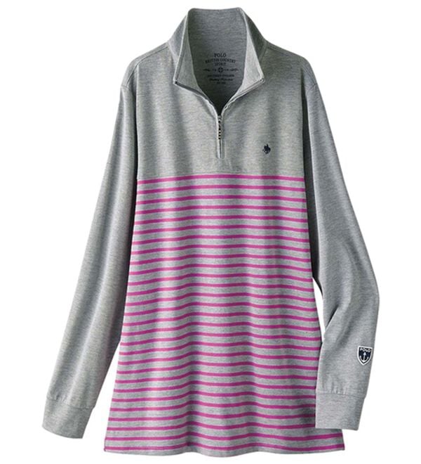 ルフラン（ルフラン）の「【２色組】【ＰＯＬＯ　ＢＣＳ】ハーフジップ切替ボーダープルオーバー（カットソー）」｜詳細画像