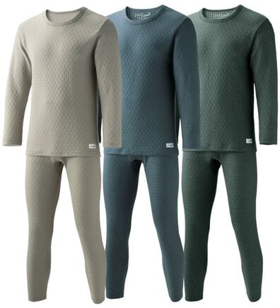 「【３着組】＜クロコダイル＞ウール入肌側綿１００％極温（Ｒ）キルトインナー上下３着組（メンズ肌着・インナーウェア）」