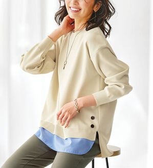 BELLUNA（ベルーナ）の「裾ボタン重ね着風ニットプルオーバー（ニット・セーター）」｜詳細画像