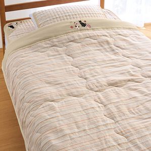 「新さわやか綿しじら刺繍入り軽寝具シリーズ（ボックスシーツ・ベッドシーツ）」｜ベージュ