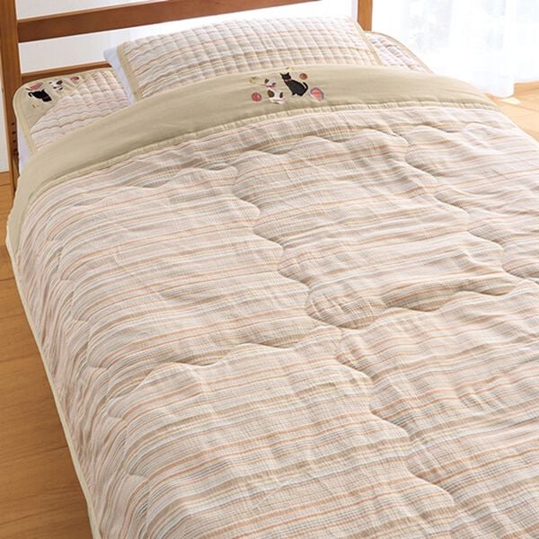 「新さわやか綿しじら刺繍入り軽寝具シリーズ（ボックスシーツ・ベッドシーツ）」｜ベージュ