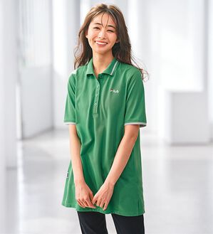 BELLUNA（ベルーナ）の「＜ＦＩＬＡ＞配色使いポロチュニック（ポロシャツ）」｜グリーン