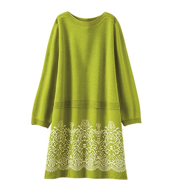 BELLUNA（ベルーナ）の「レース柄ジャカード切替ニットチュニック（チュニック）」｜詳細画像