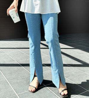 GeeRA（ジーラ）の「ハートスタッズ付フレアーパンツ（フルレングスパンツ）」｜詳細画像