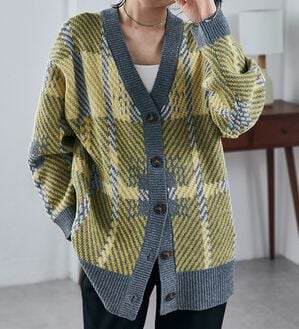 RANAN（ラナン）の「ビッグタータンオーバーカーデ（ニットカーディガン）」｜詳細画像