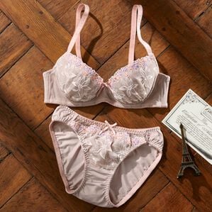 YU'NOW（ユナウ）の「プチプラブラ＆ショーツセット（ブラジャー＆ショーツセット）」｜グレイッシュベージュ