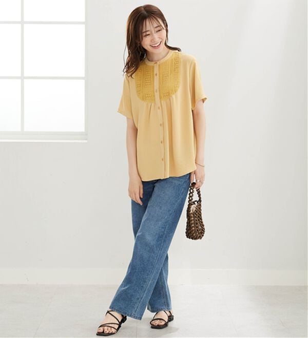 BELLUNA（ベルーナ）の「【多機能付き】お手入れ楽々！レース使いシャツチュニック（チュニック）」｜詳細画像