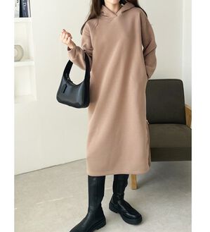 GeeRA（ジーラ）の「裏起毛裾ファスナーパーカーワンピース（カットソーワンピース）」｜詳細画像