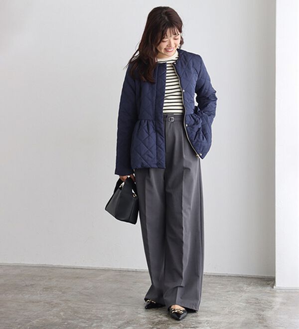 Pierrot（ピエロ）の「ノーカラーフレアキルティングブルゾン（ブルゾン）」｜詳細画像