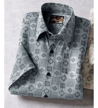 「国産　粋な大人の京染和柄シャツ（メンズシャツ）」