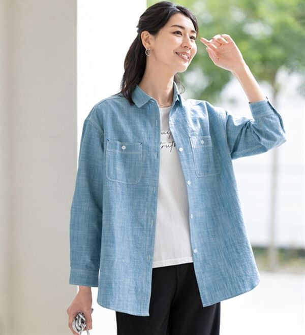 ルフラン（ルフラン）の「【２色組】さらりとシャンブレーオーバーシャツ（シャツ）」｜詳細画像