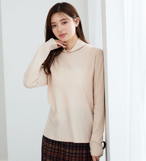BELLUNA（ベルーナ）の「素肌想いの綿１００％シアープルオーバー（カットソー）」｜アイボリー