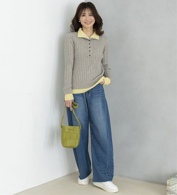 BELLUNA（ベルーナ）の「多ボタン使い配色ニットプルオーバー（ニット・セーター）」｜詳細画像