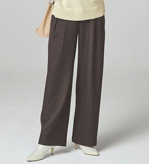BELLUNA（ベルーナ）の「ウーリッシュ素材タック使いワイドパンツ（ワイドパンツ・ガウチョ）」｜ブラウン